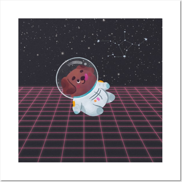 Astronaut Dog in Space Wall Art by GoodyL